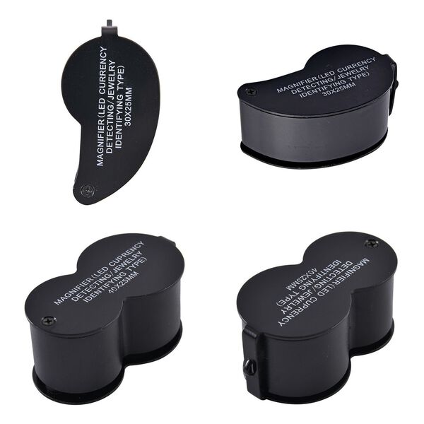2er-Set Schmucklupen mit LED- und UV Licht,  6,2x3,3x2,2cm 40x Linse und  6,5x3,3x2,7 cm 30x Linse, Schwarz image number 5