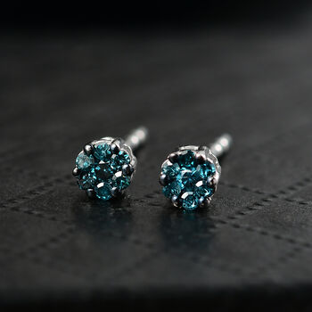 CULLINAN-MINE - Blauer Diamant Ohrringe 925 Silber rhodiniert ca. 0.15 ct