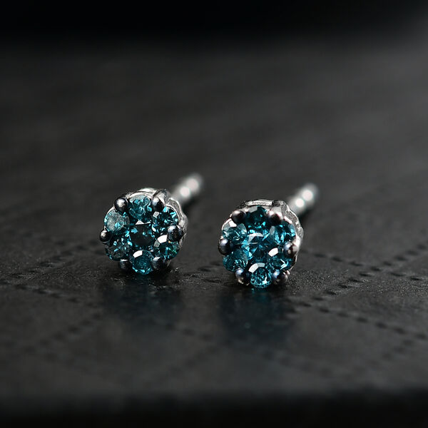 CULLINAN-MINE - Blauer Diamant Ohrringe 925 Silber rhodiniert ca. 0.15 ct image number 2