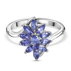 Tansanit-Ring, 925 Silber platiniert (Größe 20.00) ca. 0,86 ct