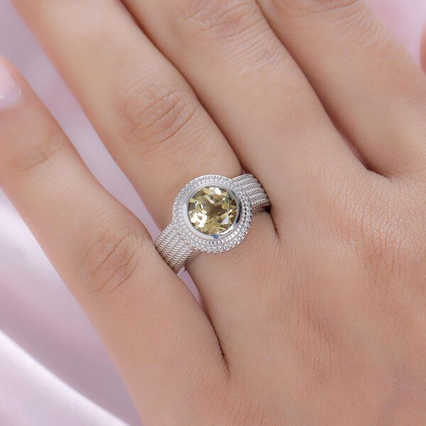 Citrin-Ring, reines Messing platiniert (Gr&ouml;&szlig;e 16.00) ca. 1,84 ct image number 3