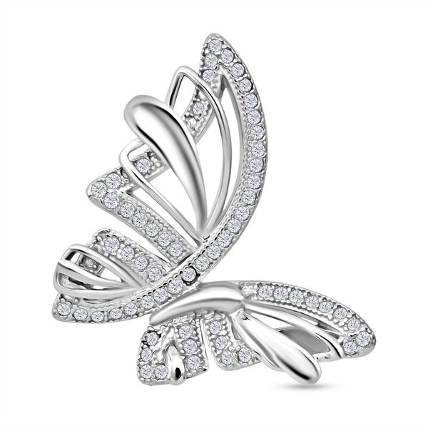 LUSTRO STELLA -  Wei&szlig;er Zirkonia Anh&auml;nger 925 Silber rhodiniert