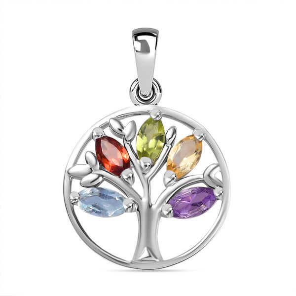 Mehrfarbige Edelstein Anh&auml;nger, 925 Silber platiniert ca. 0.84 ct image number 0