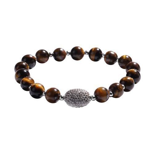 Gelbes Tigerauge und flexibles Zirkonia-Armband, 16,5 cm - 65,50 ct. image number 0