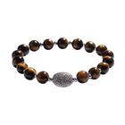 Gelbes Tigerauge und weißes Zirkonia Armband, ca. 16.5 cm, Kupfer ca. 65.50 ct