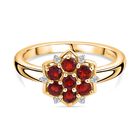 Djoy AA Mexikanischer Kirschfeuer-Opal, Moissanit Ring 925 Silber 750 Gelb Vergoldet (Größe 16.00) ca. 0,48 ct