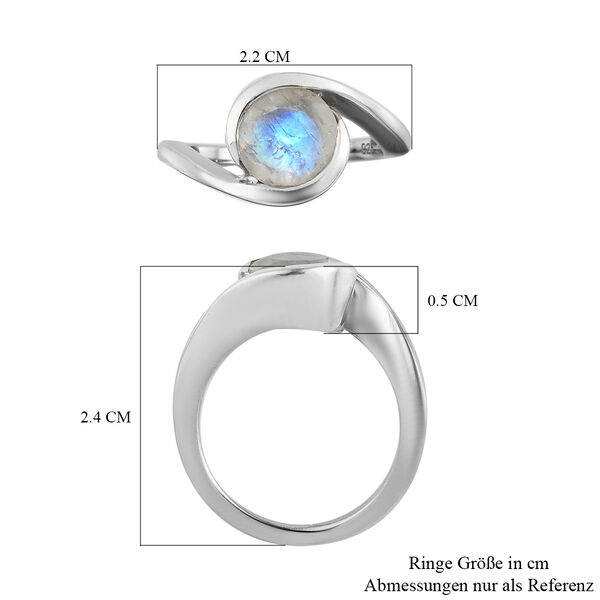 Premium Regenbogen Mondstein Solit&auml;r Ring 925 Silber platiniert  ca. 1,81 ct image number 7