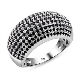 Schwarzer Spinell Ring, 925 Silber rhodiniert (Größe 18.00) ca. 0,37 ct