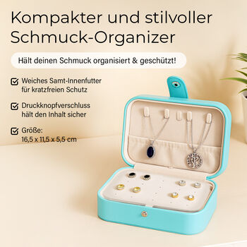 Reise-Schmuckk&auml;stchen mit 10 Silberputzt&uuml;chern, 17x11x5 cm (Box), 11x7 cm (10 T&uuml;cher), Gr&uuml;n