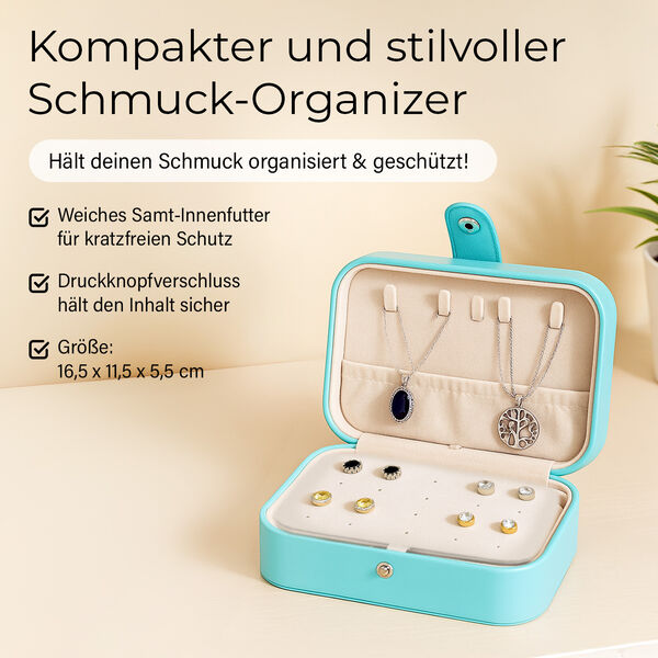 Reise-Schmuckkästchen mit 10 Silberputztüchern, 17x11x5 cm (Box), 11x7 cm (10 Tücher), Grün image number 2