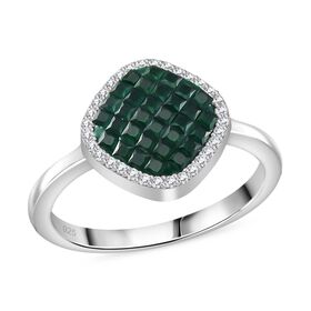 Grüner und weißer Zirkonia Halo Ring