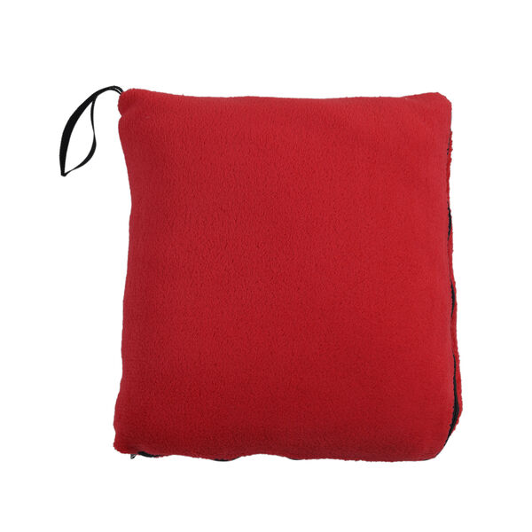 2 in 1 Fleece Reisedecke 127x152 cm und Kissen 30x30 cm, Rot image number 2