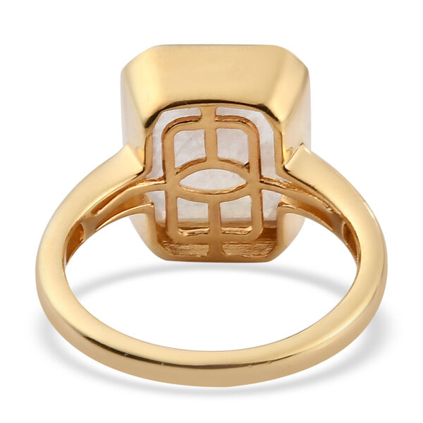 Regenbogen Mondstein Solit&auml;r-Ring, 925 Silber Gelbgold Vermeil  ca. 5,57 ct image number 6