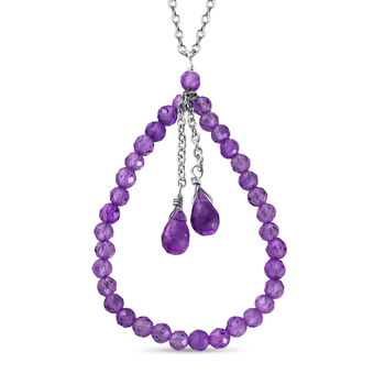 Afrikanische Amethyst-Halskette, ca. 50 cm, 925 Silber rhodiniert ca. 9.00 ct