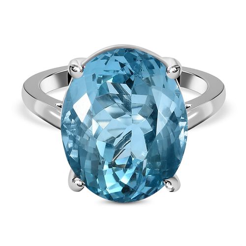 Himmelblauer Topas Ring, 925 Silber platiniert (Größe 21.00) ca. 15,00 ct image number 0