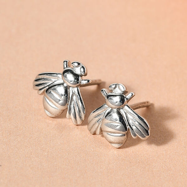 Honigbiene Ohrstecker 925 Silber platiniert image number 2