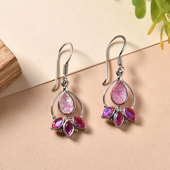 Sajen Silber-Opal Dublett, Mystischer Quarz des Regenbogenvulkans Ohrringe 925 Silber rhodiniert ca. 3.30 ct