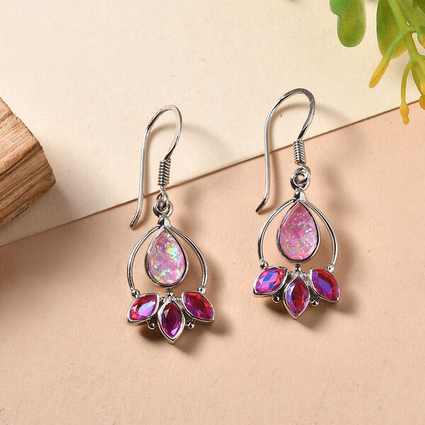 Sajen Silber-Opal Dublett, Mystischer Quarz des Regenbogenvulkans Ohrringe 925 Silber rhodiniert ca. 3.30 ct image number 1