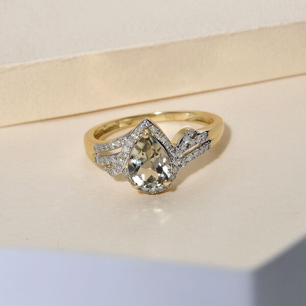 AAA Turkizit und Diamant-Ring, I2 G-H, 585 Gelbgold  ca. 1,37 ct image number 2