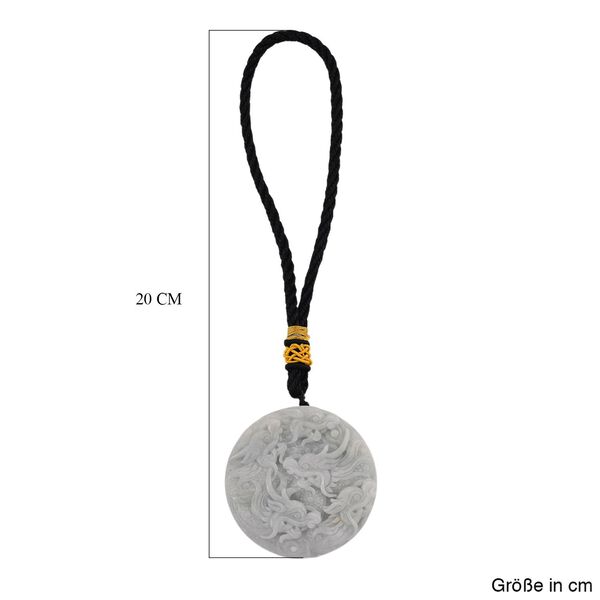 "One piece  approx 45mm carving Double dragon  Burmese Type A Natural Jadeit hanging d&eacute;cor  " image number 4