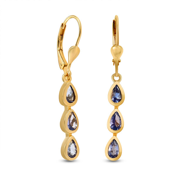 Tansanit Trilogie Ohrh&auml;nger in Silber 1,01 Ct image number 4