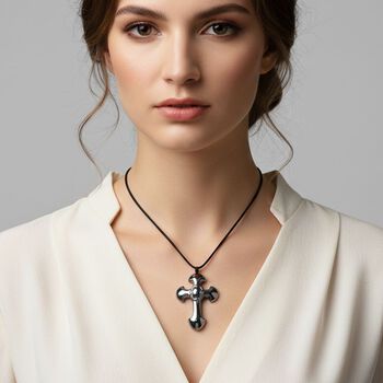 Terahertz Kreuz Halskette, ca. 71 cm, ca. 120.00 ct