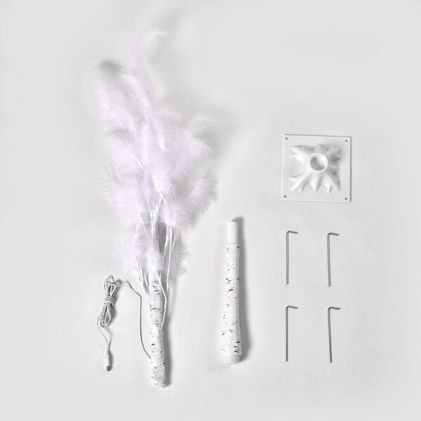 Federbaum mit 48 warmen LEDs und 3m USB-Kabel - 1,2m H&ouml;he, Wei&szlig; image number 3