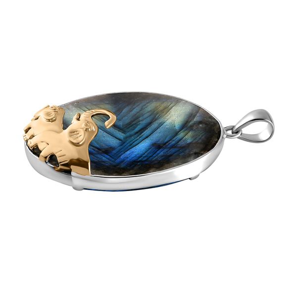 Labradorit Anh&auml;nger 925 Silber bicolor ca. 74,24 ct image number 5