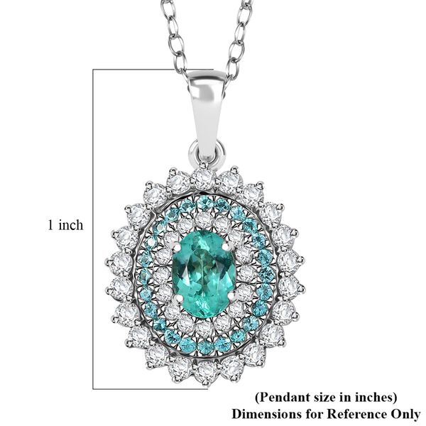 RHAPSODY zertifiziert und geprüft AAAA Paraiba Turmalin und VS-EF Diamant Anhänger mit 45cm Kette in 950 Platin - 1,98 ct. image number 6