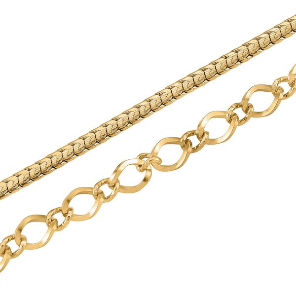 Gliederketten- und Herringbone-Design Halsketten-Set, Edelstahl, ca. 50 cm, goldafarben image number 7