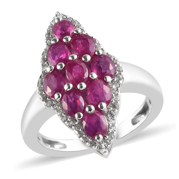 Afrikanischer Rubin und Zirkon-Ring, 925 Silber platiniert  ca. 1,85 ct image number 4