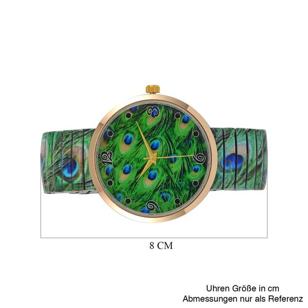 STRADA - Japanisches Uhrwerk, Flexible Uhr, Pfau Muster image number 8