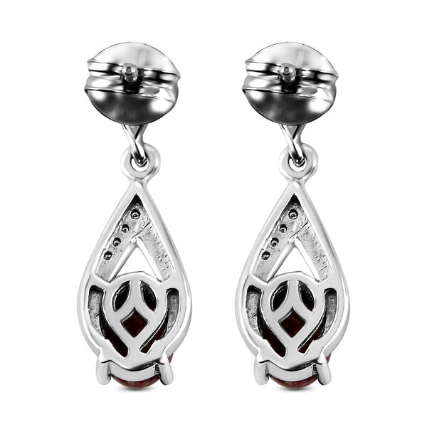 Norwegische Thulit und wei&szlig;e Zirkon-Ohrringe, 925 Silber platiniert ca. 2.08 ct image number 5