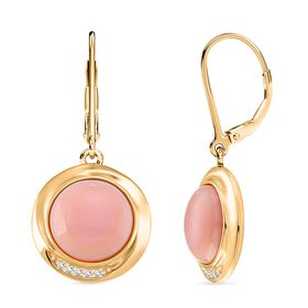 D'Joy Natürlicher Rosa Königsmuschel Perle, Moissanit Ohrringe 925 Silber Gelbgold Vermeil