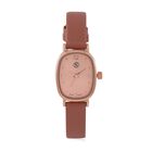STRADA PC21S Uhr mit Japanischem Uhrwerk, Roségoldfarbenem Gehäuse und Kaffeebraunem PU-Armband