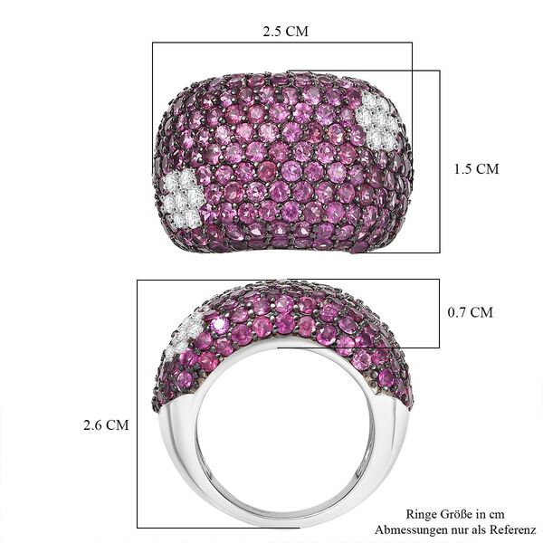 D'Joy Wei&szlig;er Zirkon, Nat&uuml;rlicher Rhodolith Granat Ring 925 Silber rhodiniert (Gr&ouml;&szlig;e 17.00) ca. 8.33 ct image number 6