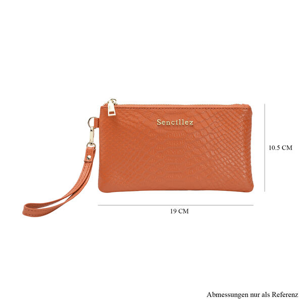 SENCILLEZ - 100% Leder Clutch, Orange image number 6