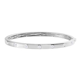 Moissanit Armreif, 19cm, 925 Silber rhodiniert - 0,86 ct.