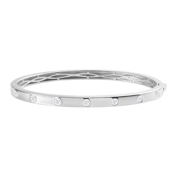 Moissanit Armreif, 19cm, 925 Silber rhodiniert - 0,86 ct.