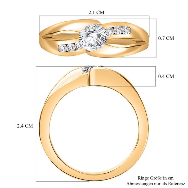 Moissanit Ring, 925 Silber 750 Gelbgold Vermeil - 0,62 ct. image number 7
