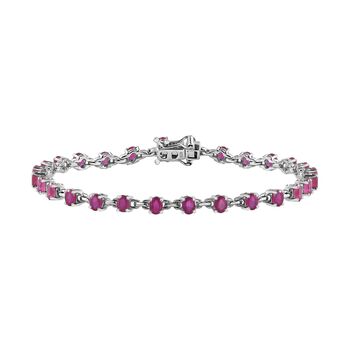 Afrikanischer Rubin (Fissure gef&uuml;llt) Armband ca. 20 cm 925 Silber rhodiniert ca. 7,24 ct.