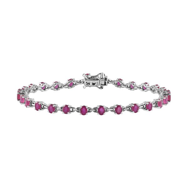 Afrikanischer Rubin (Fissure gef&uuml;llt) Armband ca. 20 cm 925 Silber rhodiniert ca. 7,24 ct.