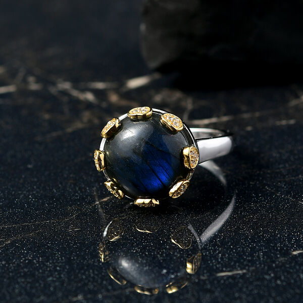 D&rsquo;Joy AAA Labradorit und Zirkon zweifarbiger Ring - 12,96 ct. image number 2