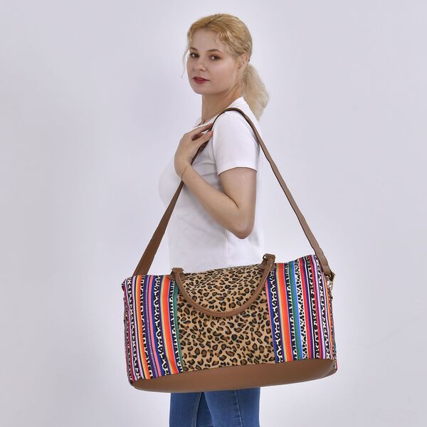 Reise-Tasche im Leopardenmuster mit Mehrfarbigen Streifen image number 2