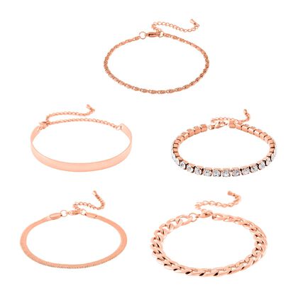 Wei&szlig;er Kristall Schmuckset Reiner Edelstahl IP Rosa Plattierung