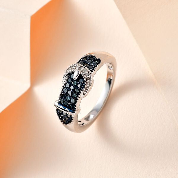 Blauer und weißer Diamant-Ring - 0,25 ct. image number 2