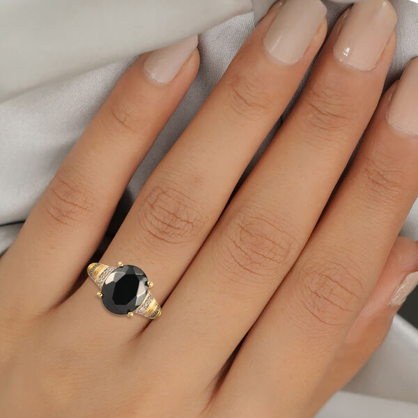 Elite Shungit und Zirkon Ring 925 Silber vergoldet  ca. 3,05 ct image number 3