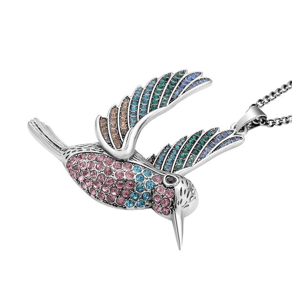 Kristall Kolibri-Anh&auml;nger mit Kette, silberfarben image number 4