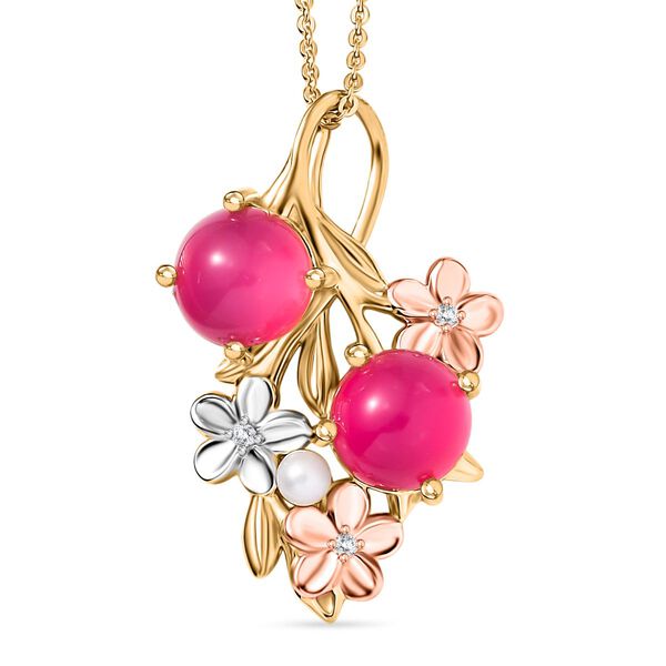 D'Joy Maulbeer Mondstein, S&uuml;&szlig;wasser Perle Schmuckset ca. 45 cm 925 Silber platiniert, 925 Silber YG und RG und PE image number 0