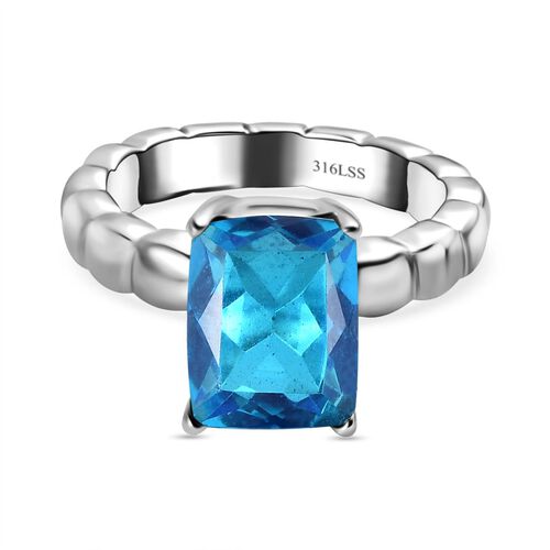 Karibik Quarz Triplette Ring, Edelstahl (Größe 20.00) ca. 3.42 ct image number 0